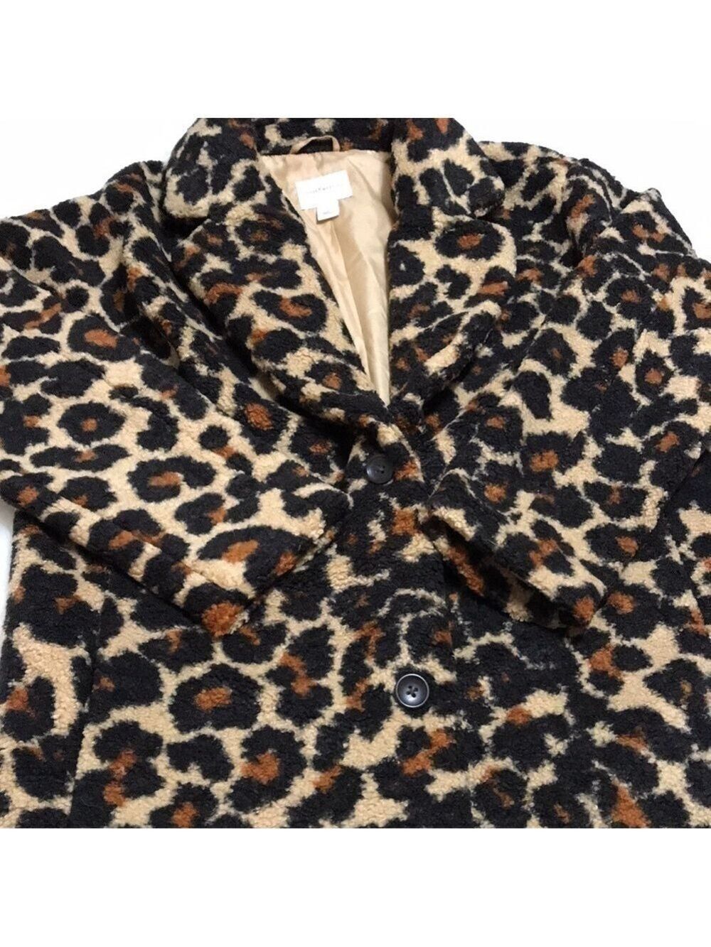 Daily Ritual Women’s Brown & Black Leopard Teddy Bear Lapel Coat Size Small - Picture 10 of 13